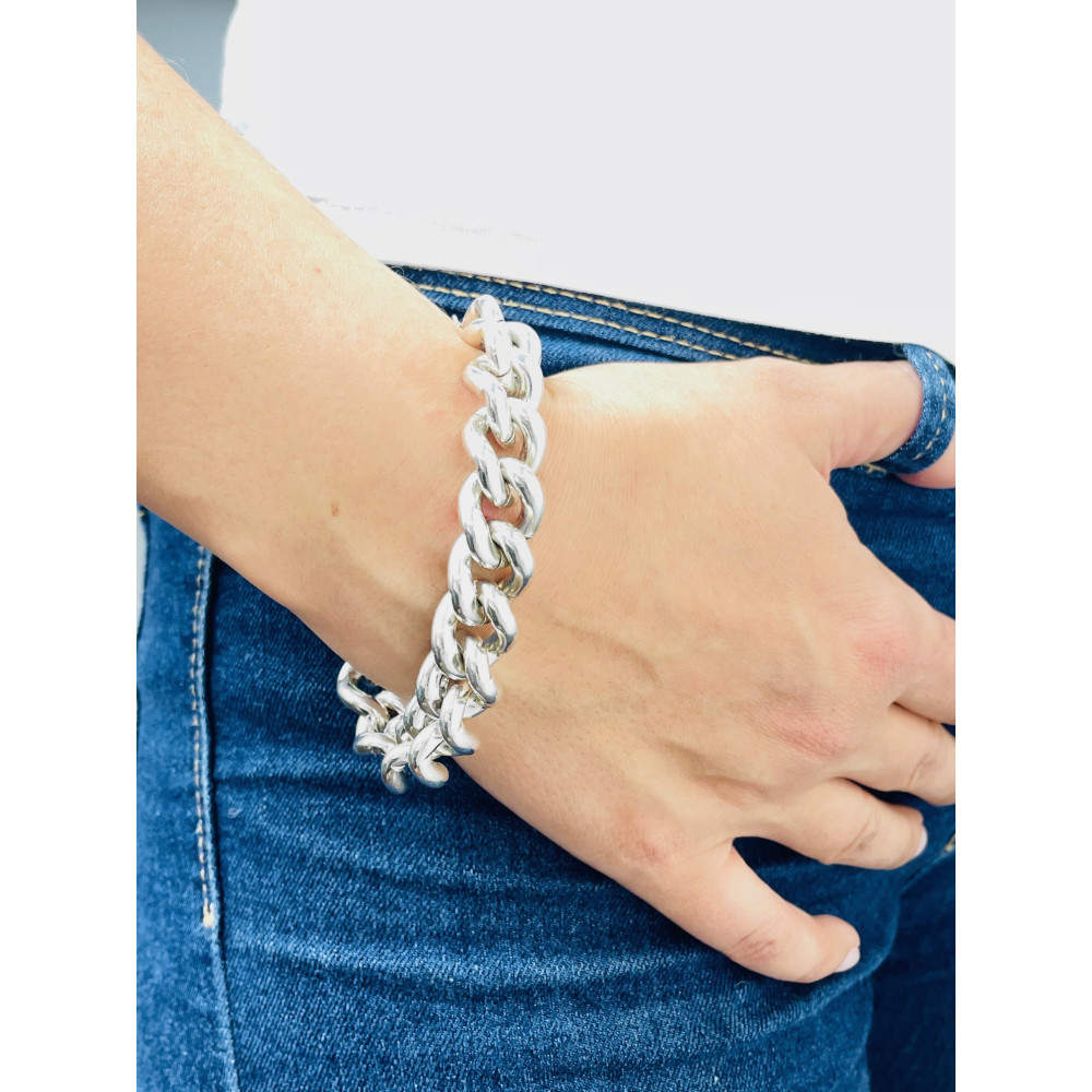 Srebrna bransoletka szeroka pancerka