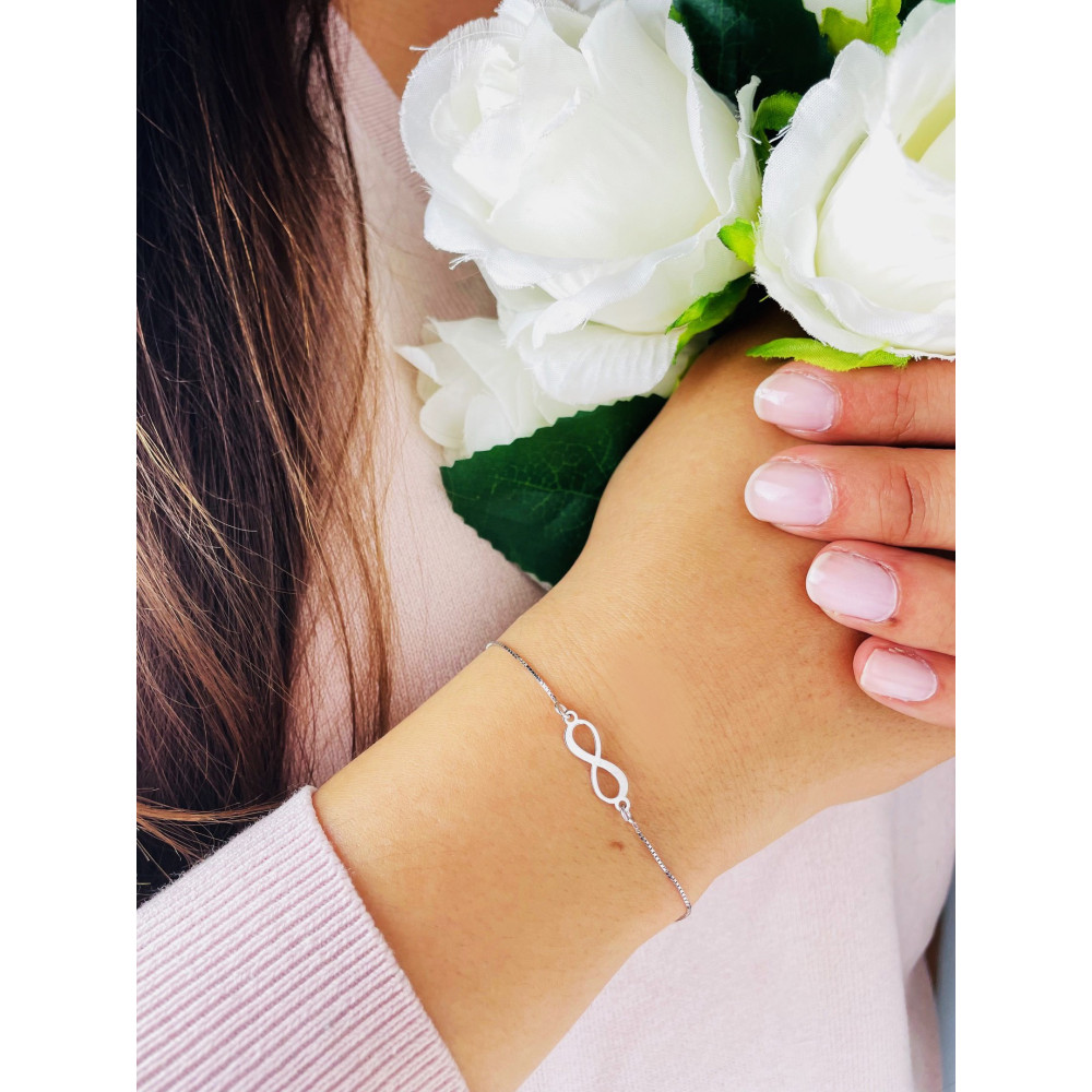 Złota bransoletka celebrytka serce nieskończoność