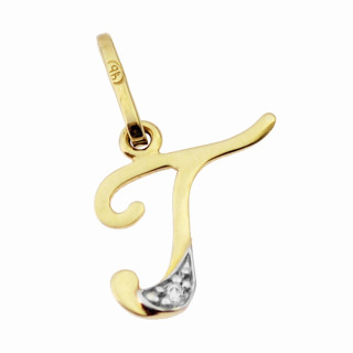 Złoty wisiorek zawieszka literka T