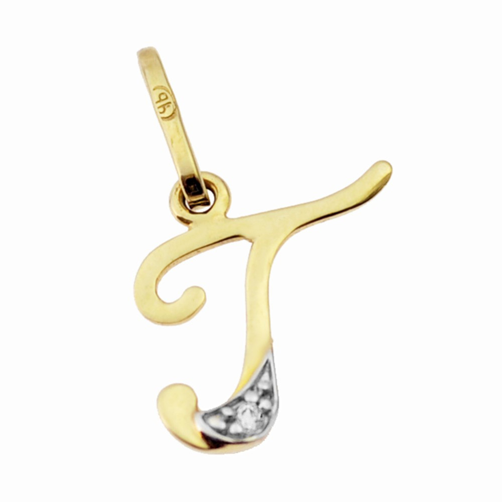 Złoty wisiorek zawieszka literka T