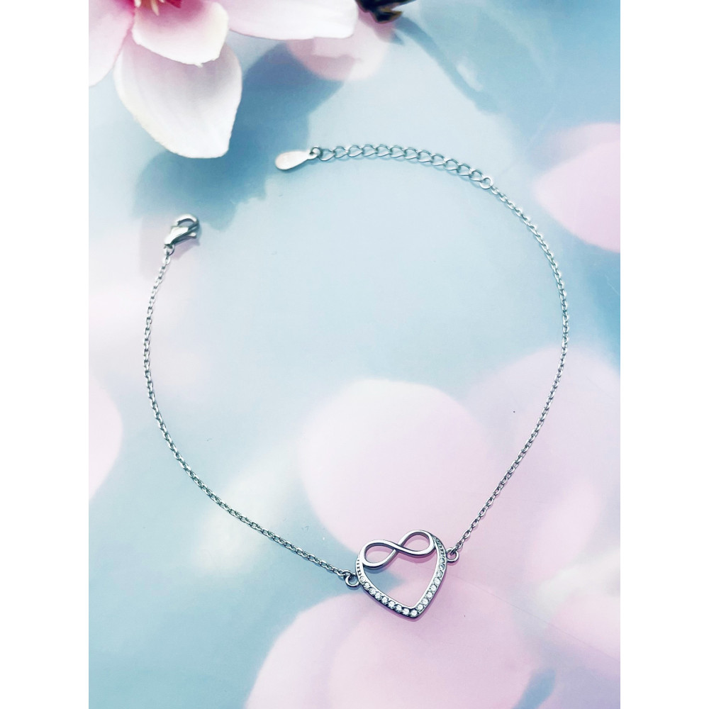 Herz Infinity mit Zirkonia Armband 925 Silber Damen
