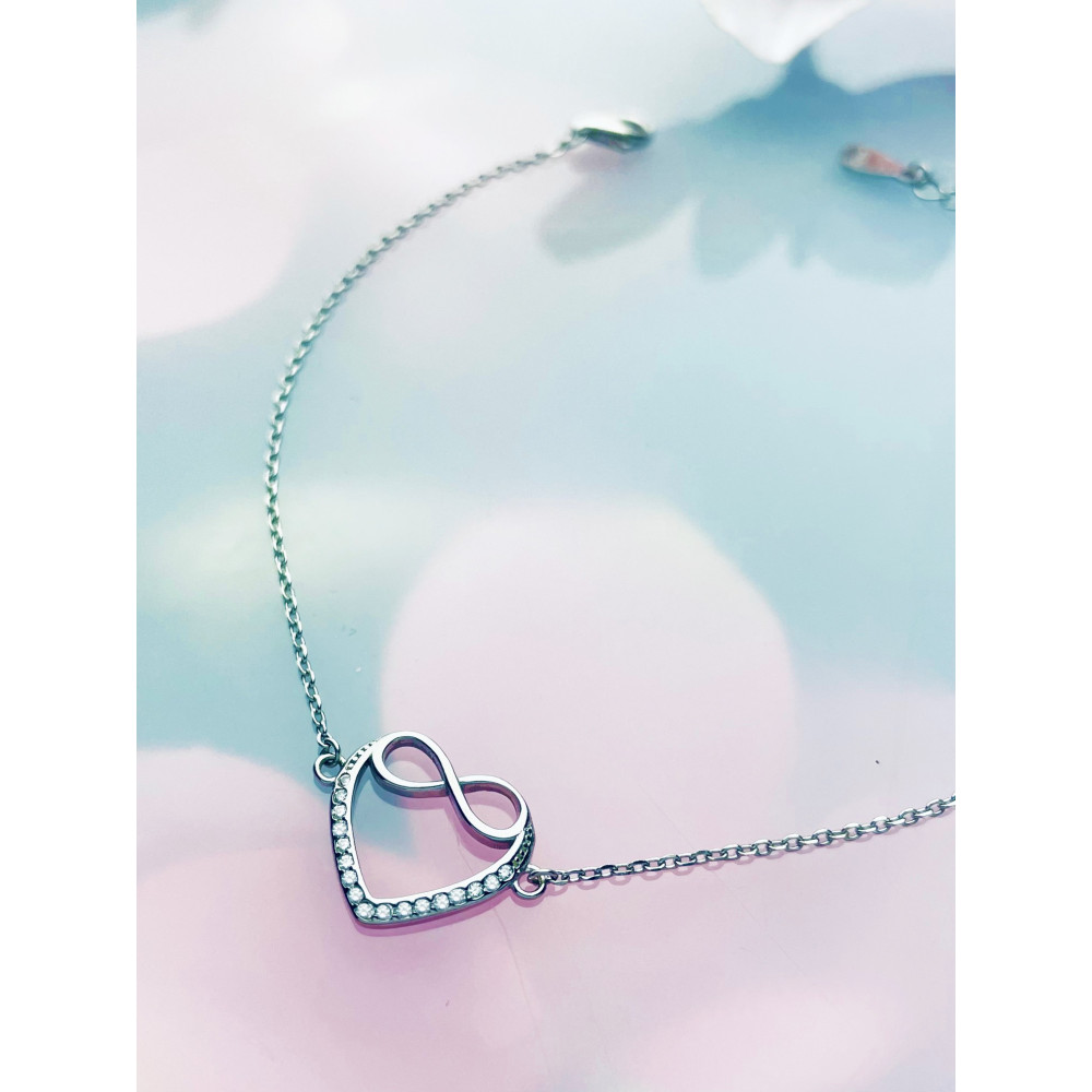 Herz Infinity mit Zirkonia Armband 925 Silber Damen