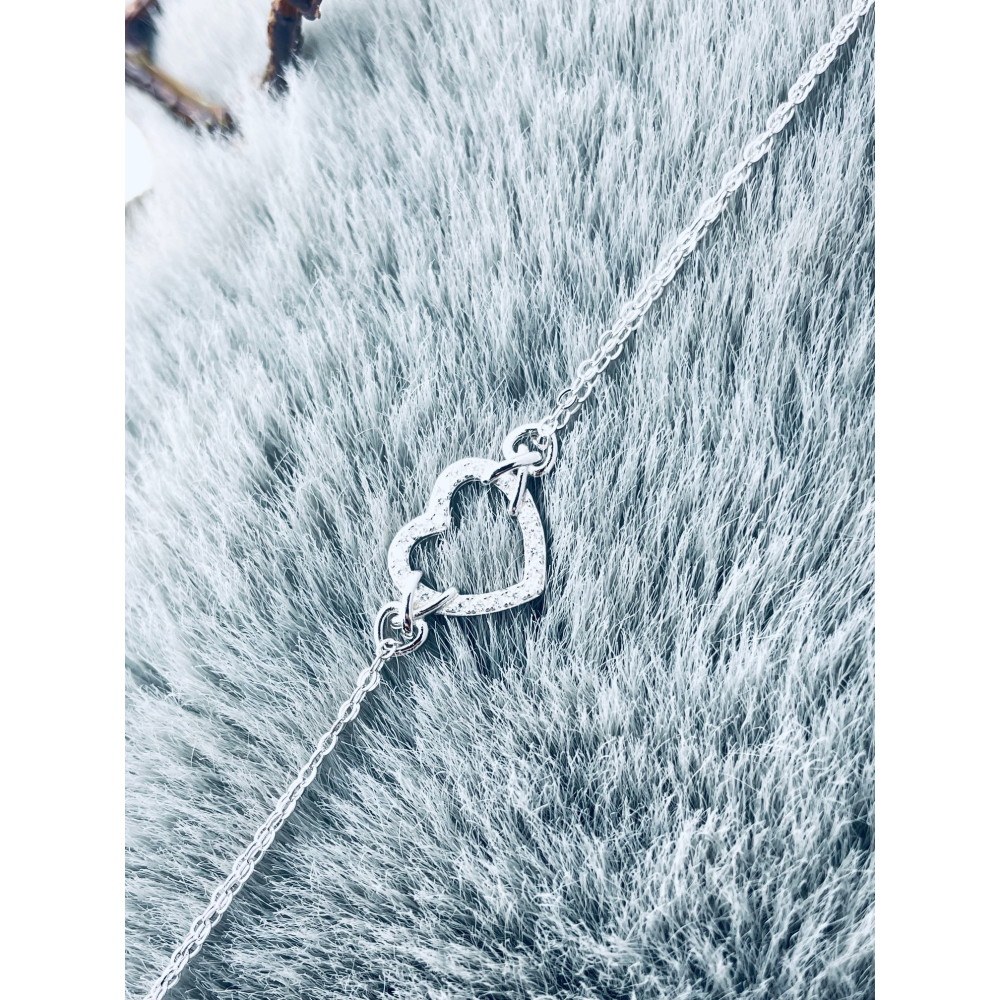 Herz mit Zirkonia Armband 925 Silber Damen Kinder