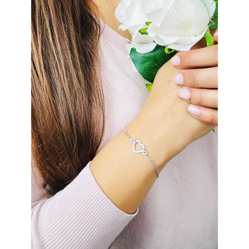 Herz mit Zirkonia Armband 925 Silber Damen Kinder