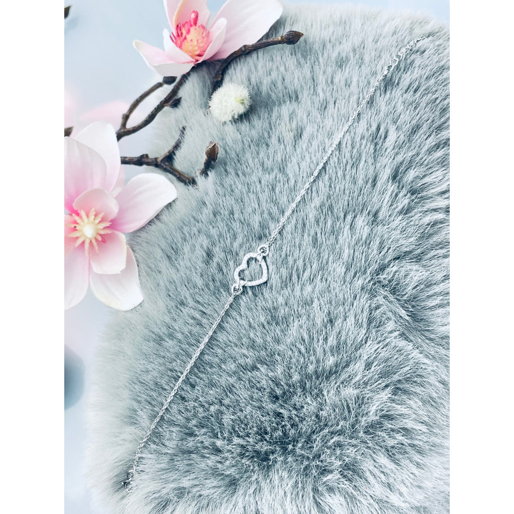 Herz mit Zirkonia Armband 925 Silber Damen Kinder