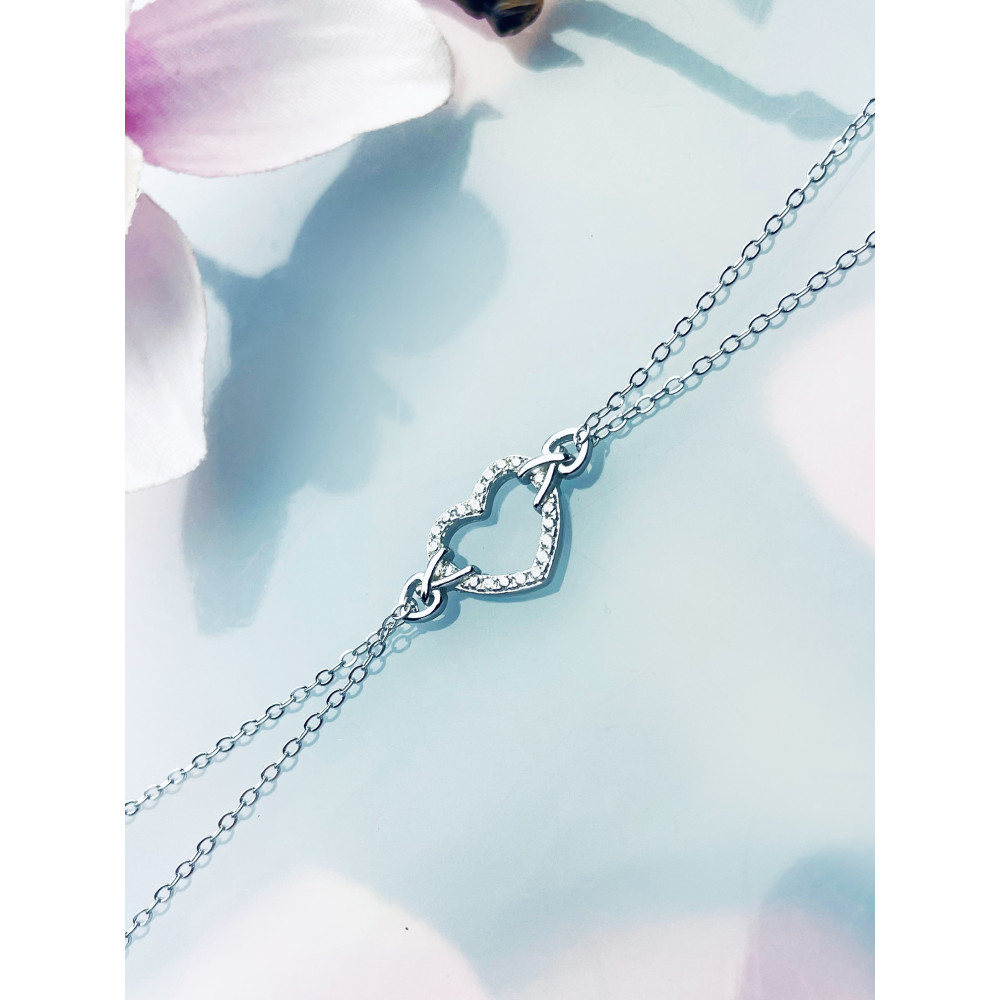 Herz mit Zirkonia Armband 925 Silber Damen Kinder