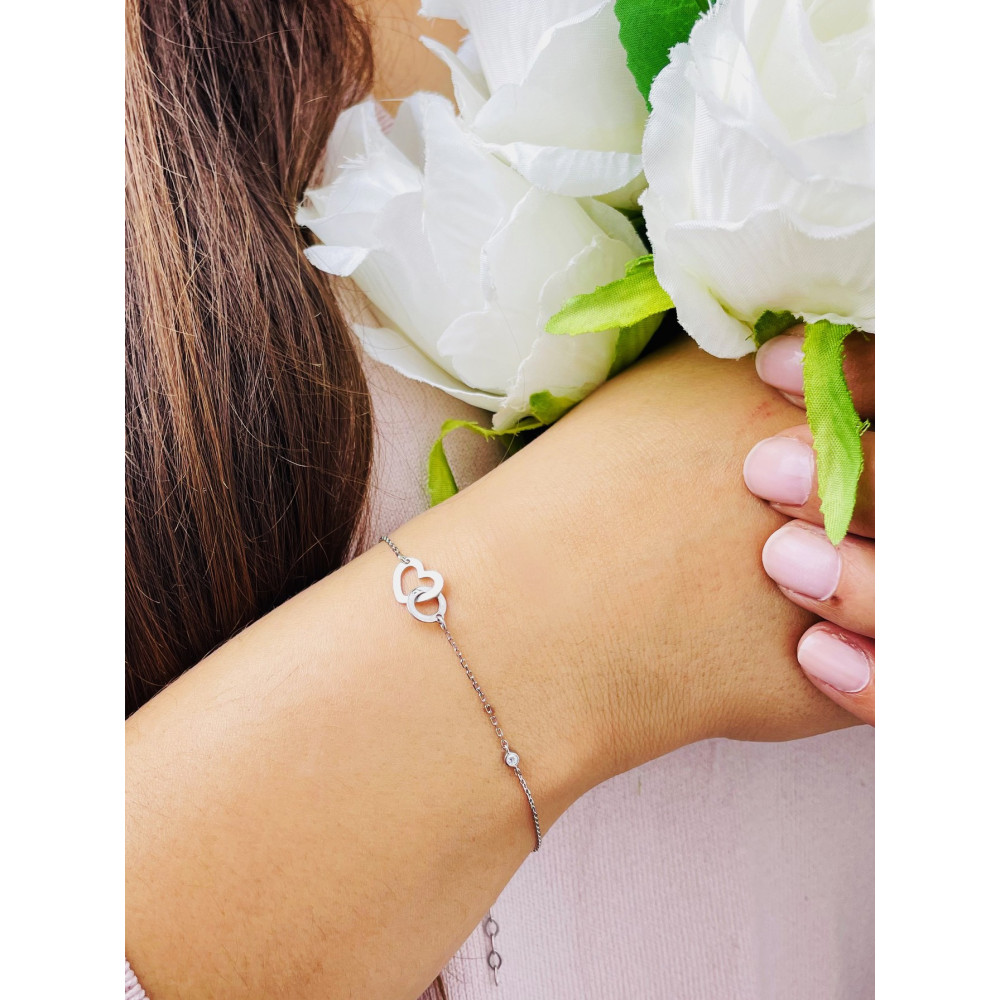 Herz Armband 925 Silber mit Zirkonia Damen Kinder