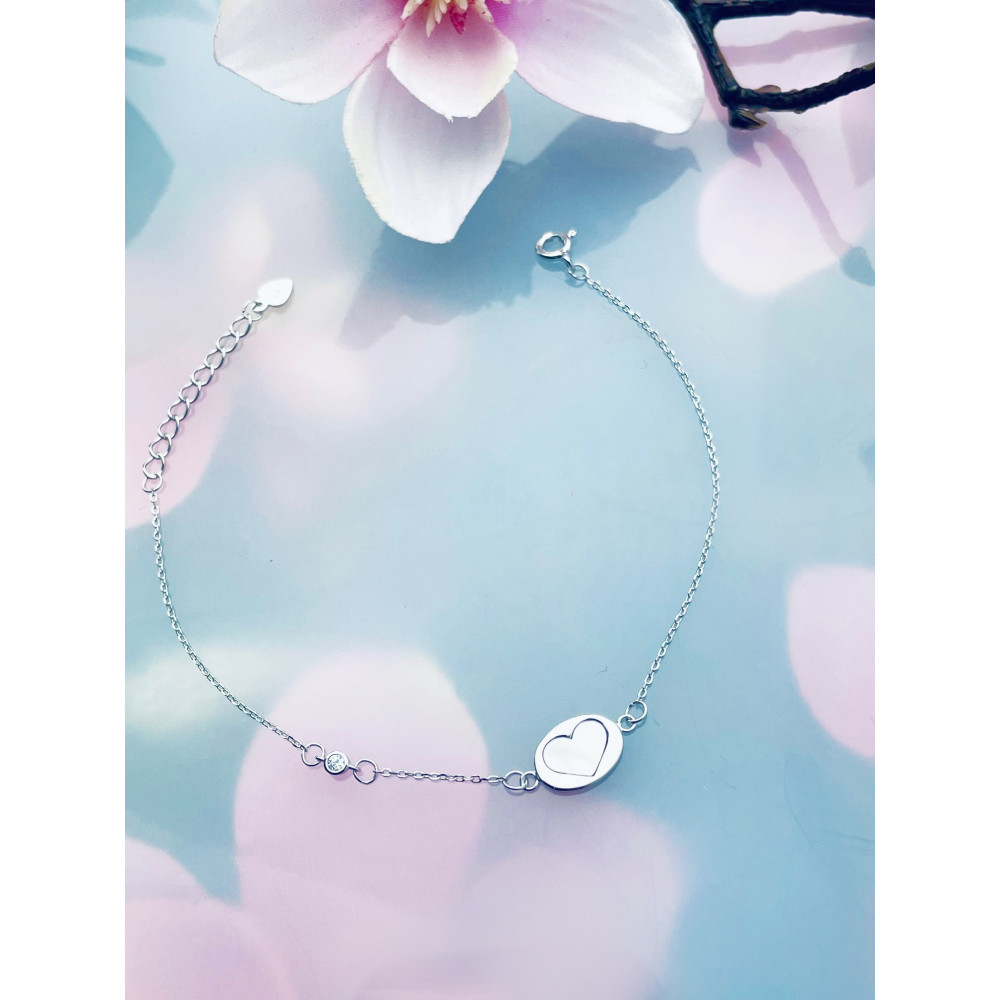 Herz Armband 925 Silber mit Zirkonia Damen Kinder