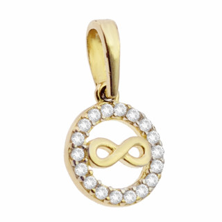 Złoty wisiorek zawieszka nieskończoność z cyrkoniami