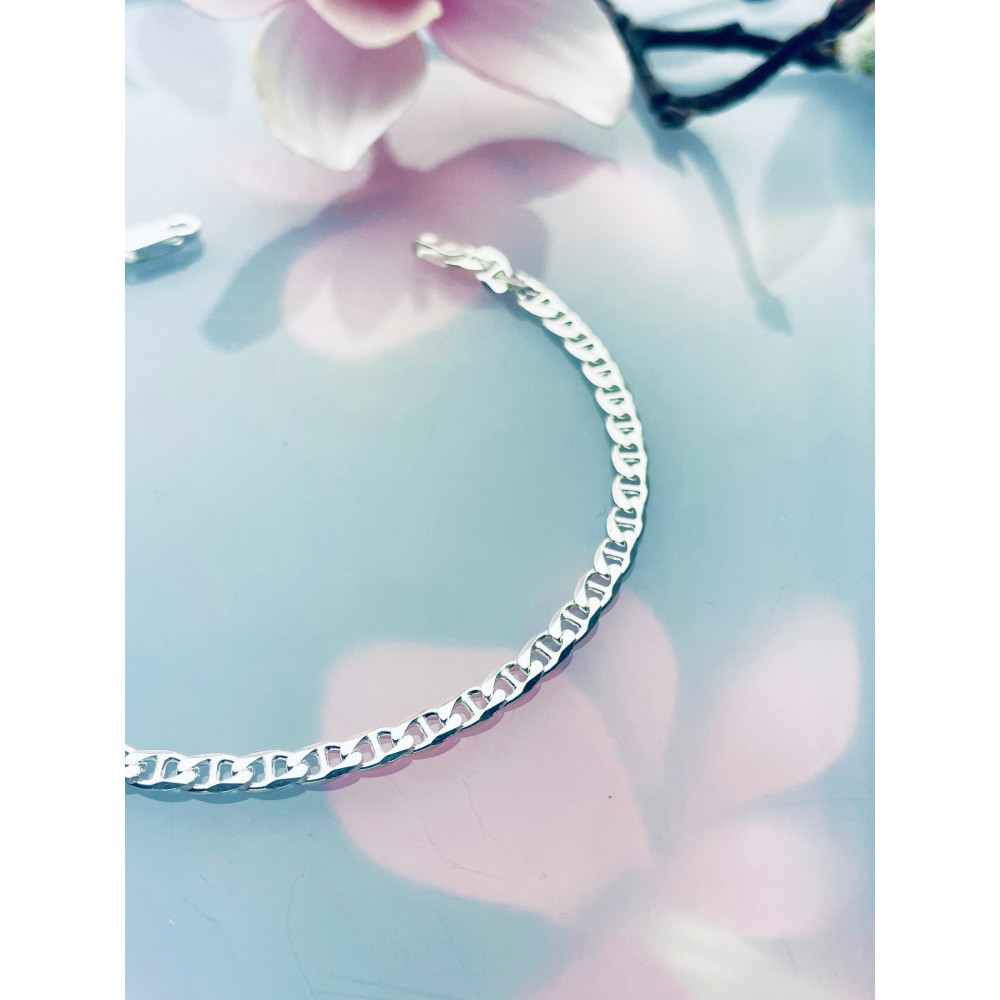 Srebrna bransoletka pancerka z drabinką