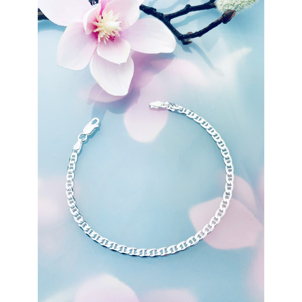 Srebrna bransoletka pancerka z drabinką