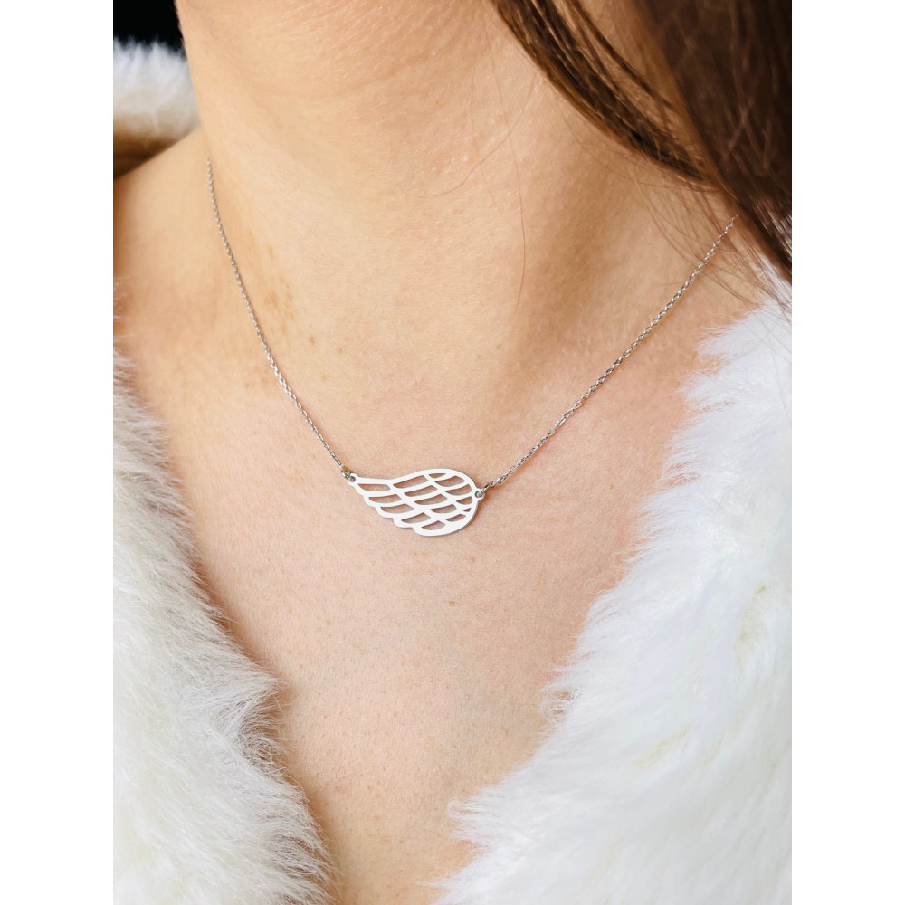 Srebrny naszyjnik celebrytka skrzydło ażurowe