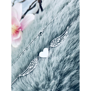 Herz Flügel 925 Silber Halskette Halsband Damen Kinder