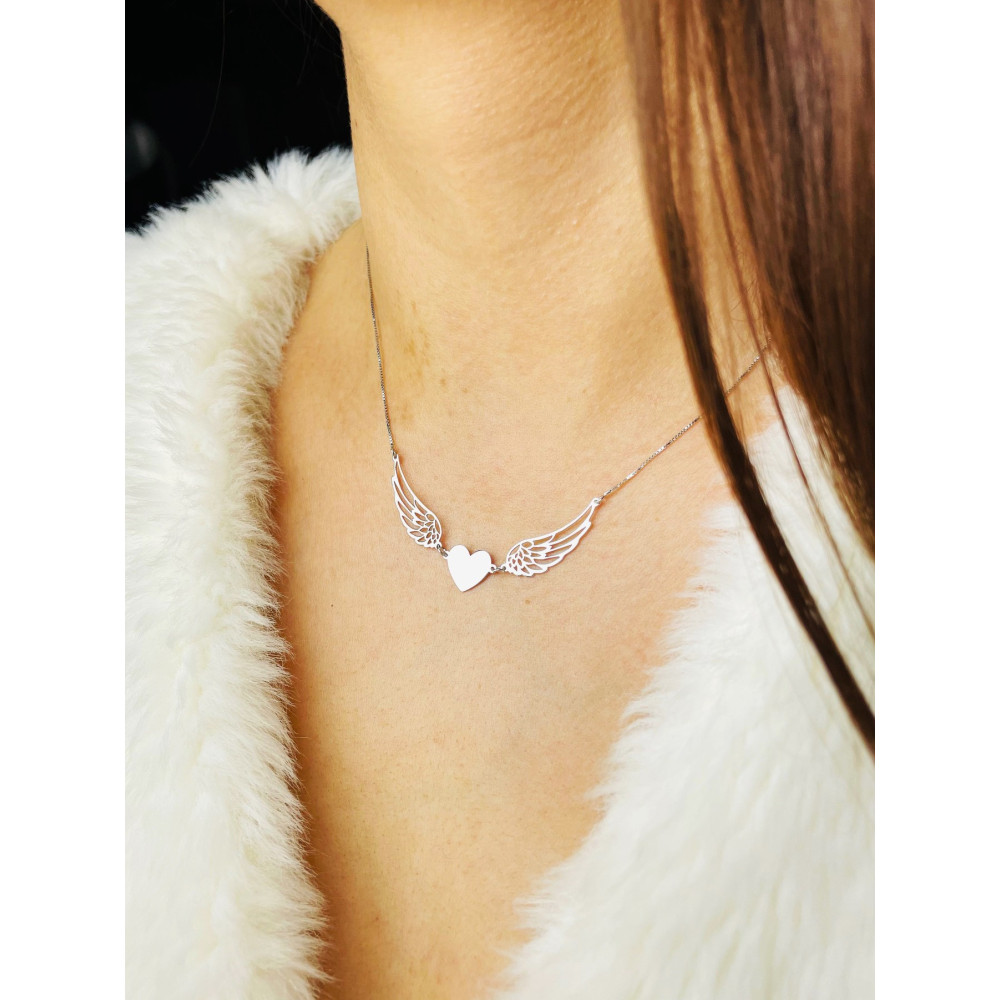 Herz Flügel 925 Silber Halskette Halsband Damen Kinder