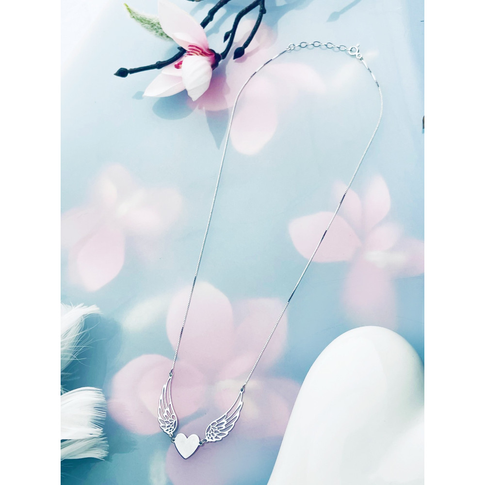 Herz Flügel 925 Silber Halskette Halsband Damen Kinder