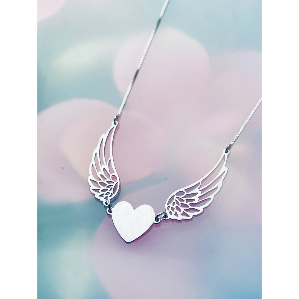 Herz Flügel 925 Silber Halskette Halsband Damen Kinder