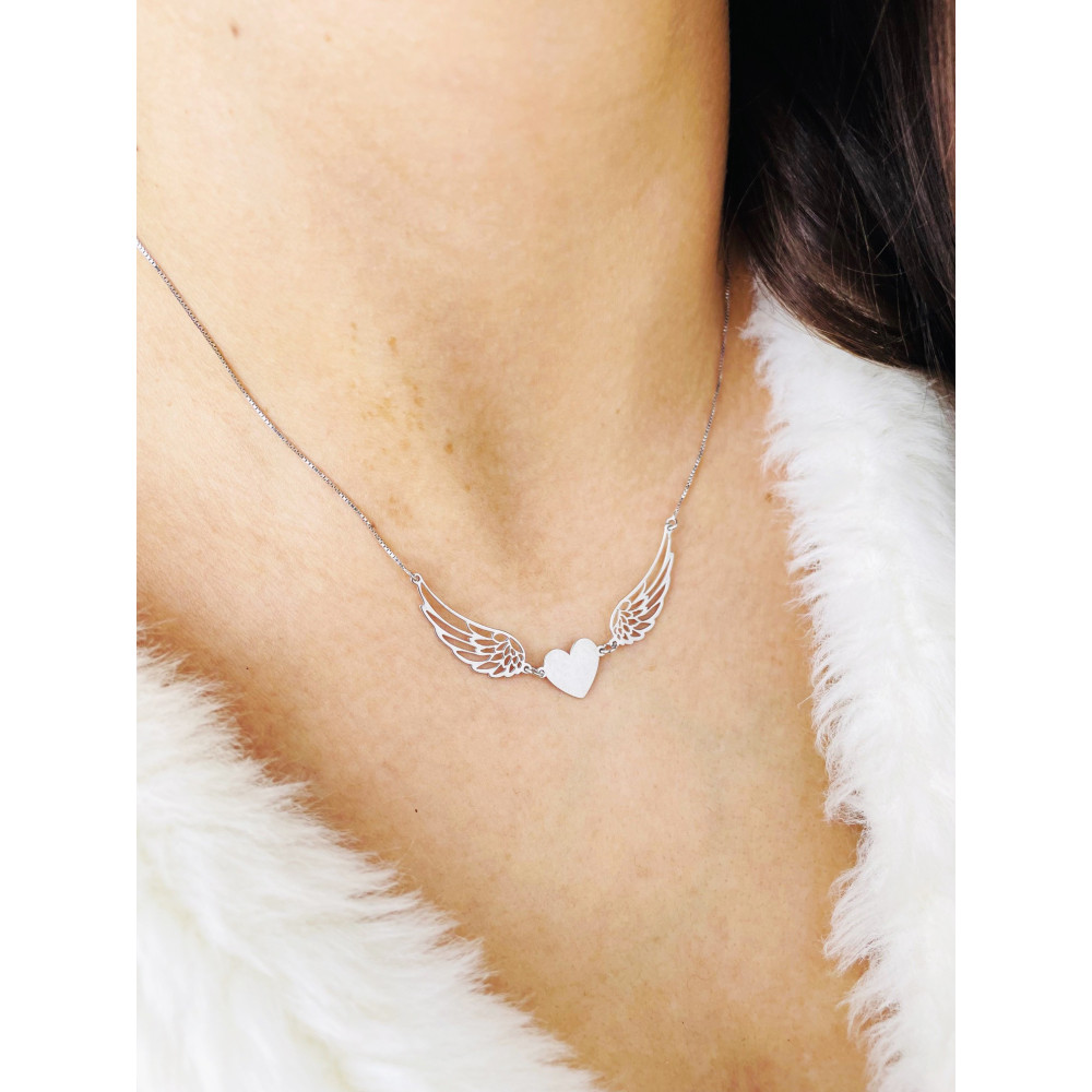 Herz Flügel 925 Silber Halskette Halsband Damen Kinder