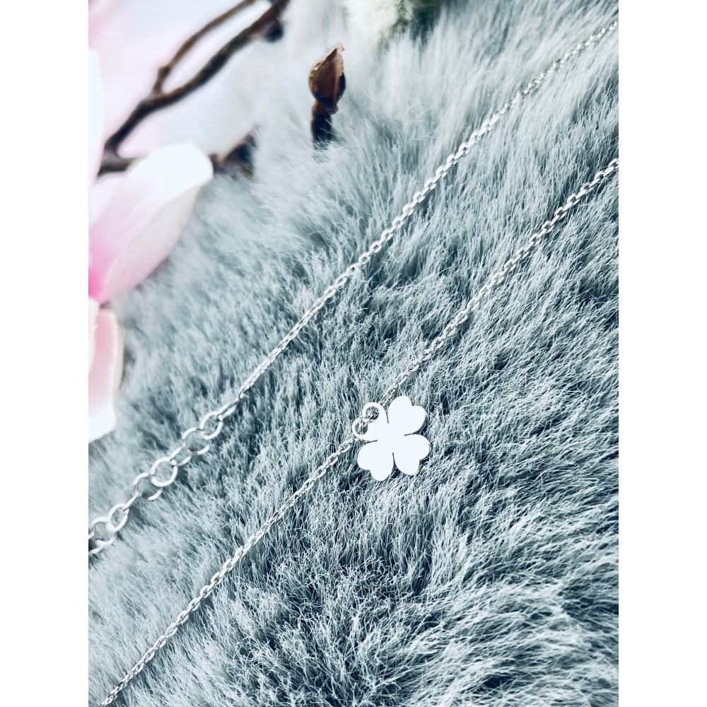 Kleeblatt 925 Silber Halskette Halsband Damen Kinder