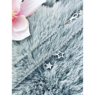 Stern mit Zirkonia 925 Silber Halskette  Halsband Damen Kinder