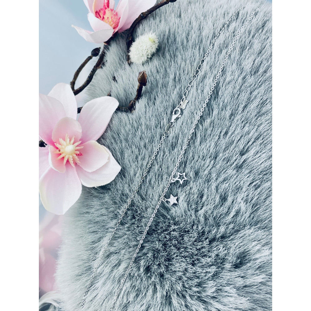 Stern mit Zirkonia 925 Silber Halskette  Halsband Damen Kinder