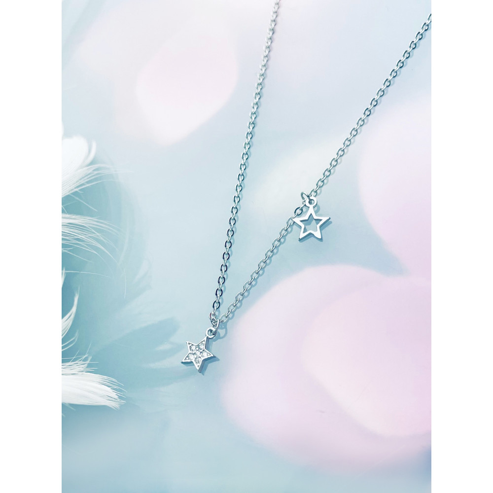 Stern mit Zirkonia 925 Silber Halskette  Halsband Damen Kinder