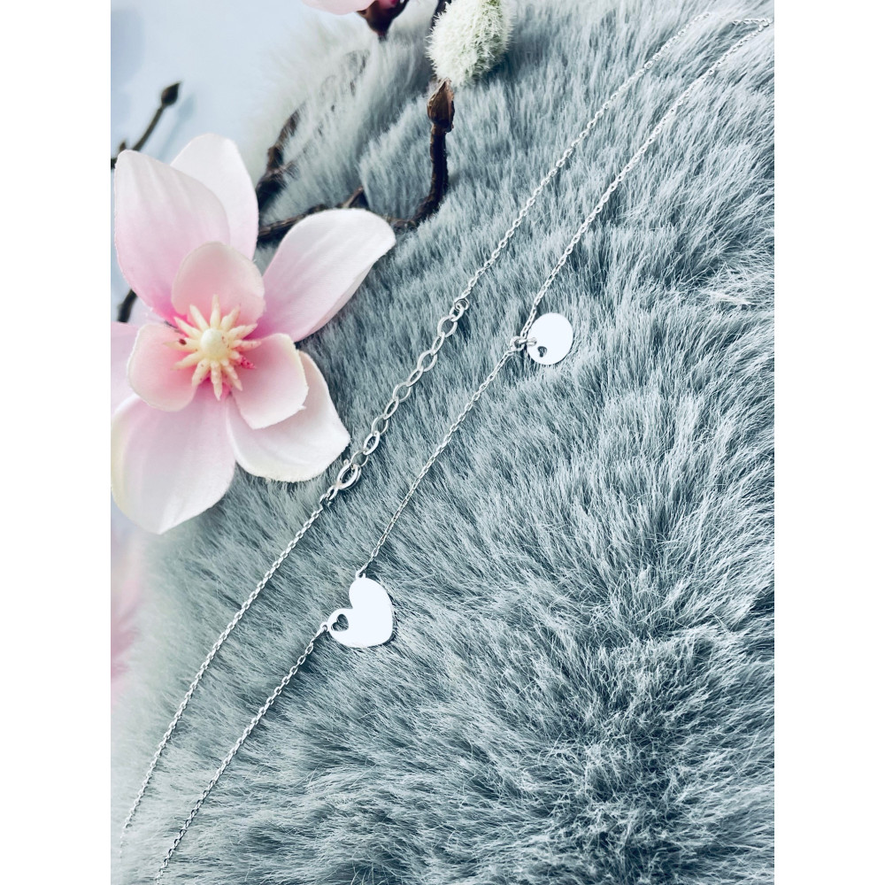 Srebrny naszyjnik serce koło