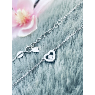 Herz mit Zirkonia 925 Silber Halskette Halsband Damen Kinder