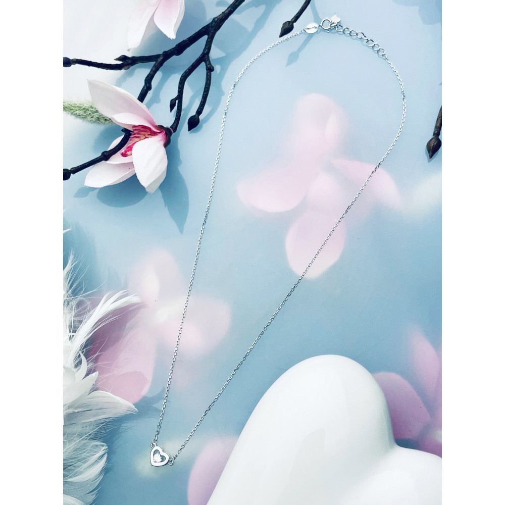 Herz mit Zirkonia 925 Silber Halskette Halsband Damen Kinder