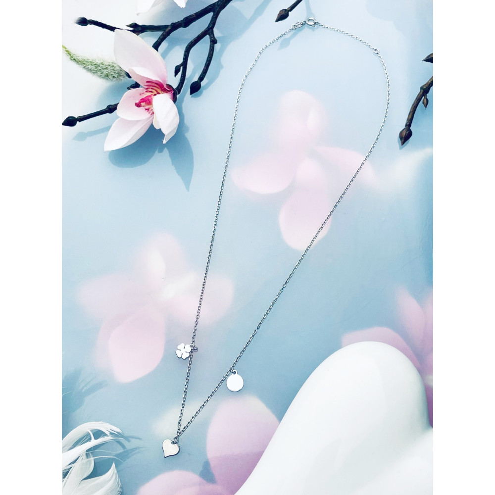 Kleeblatt Herz 925 Silber Halskette Halsband Damen Kinder