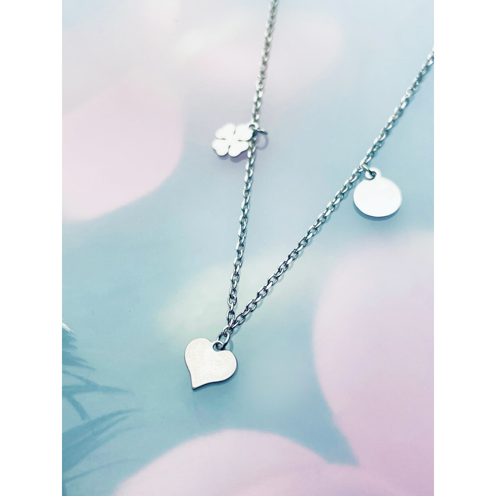 Kleeblatt Herz 925 Silber Halskette Halsband Damen Kinder