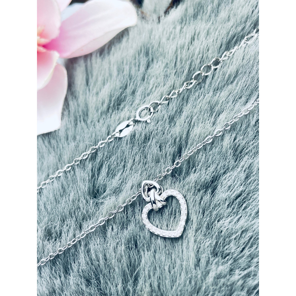 Herz mit Zirkonia 925 Silber Halskette Halsband Damen Kinder