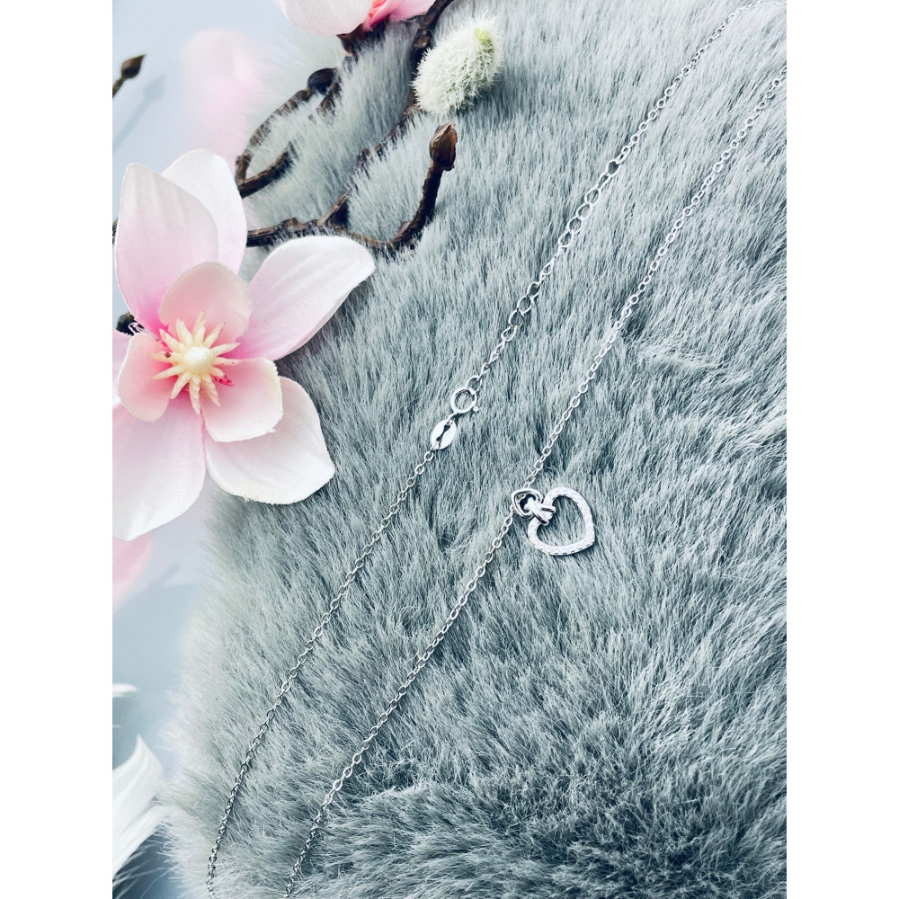 Herz mit Zirkonia 925 Silber Halskette Halsband Damen Kinder