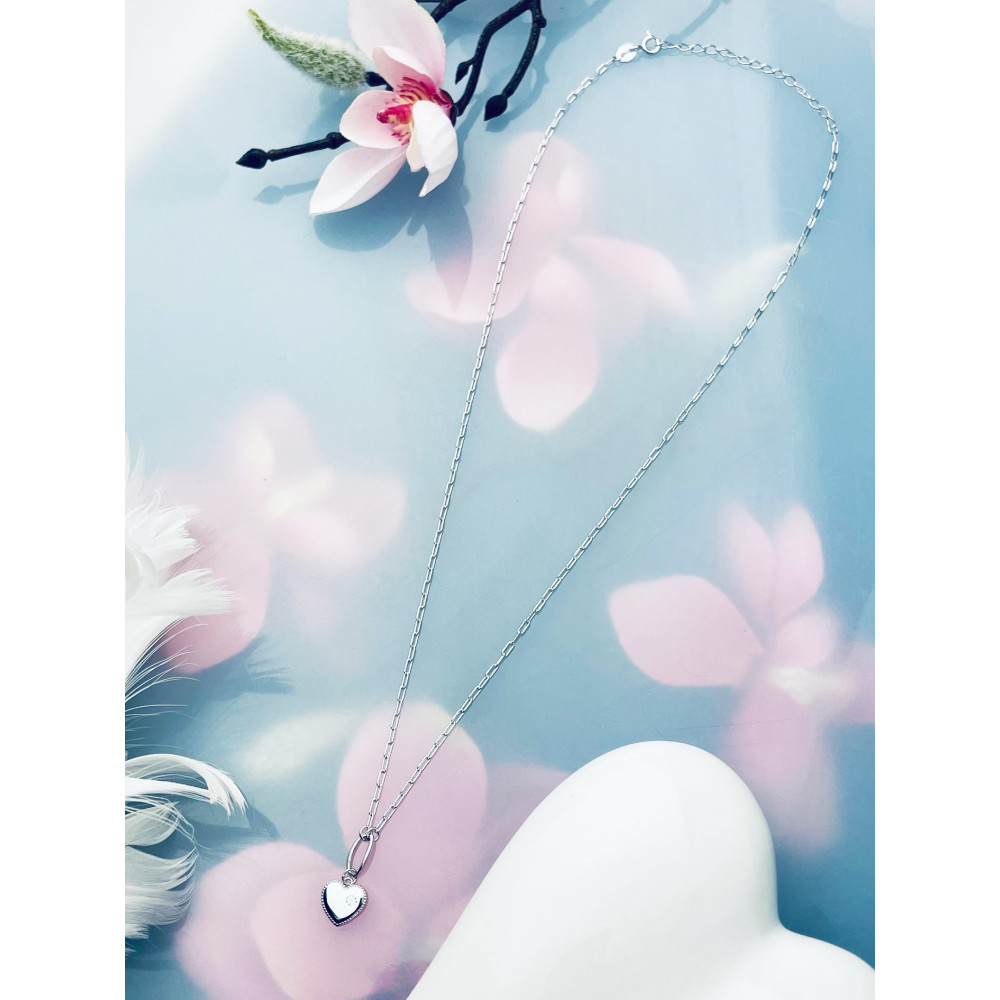 Herz mit Zirkonia 925 Silber Halskette Halsband Damen Kinder