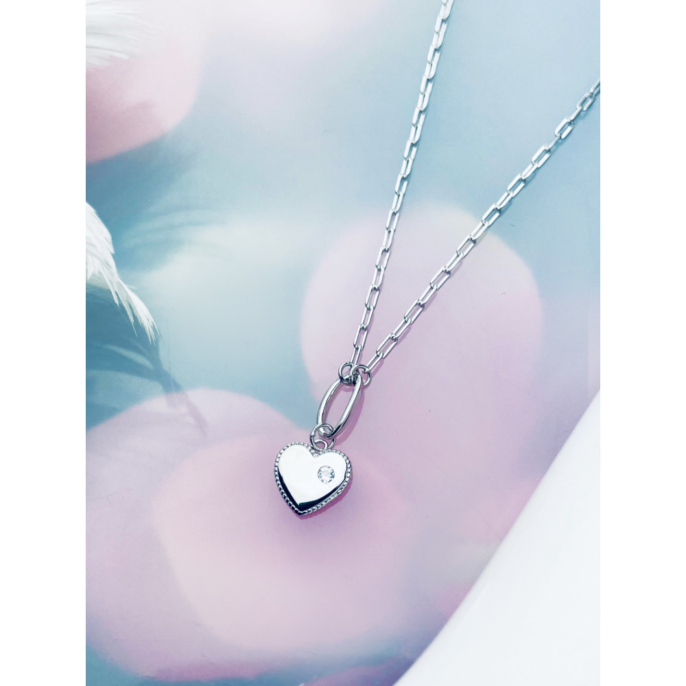 Herz mit Zirkonia 925 Silber Halskette Halsband Damen Kinder