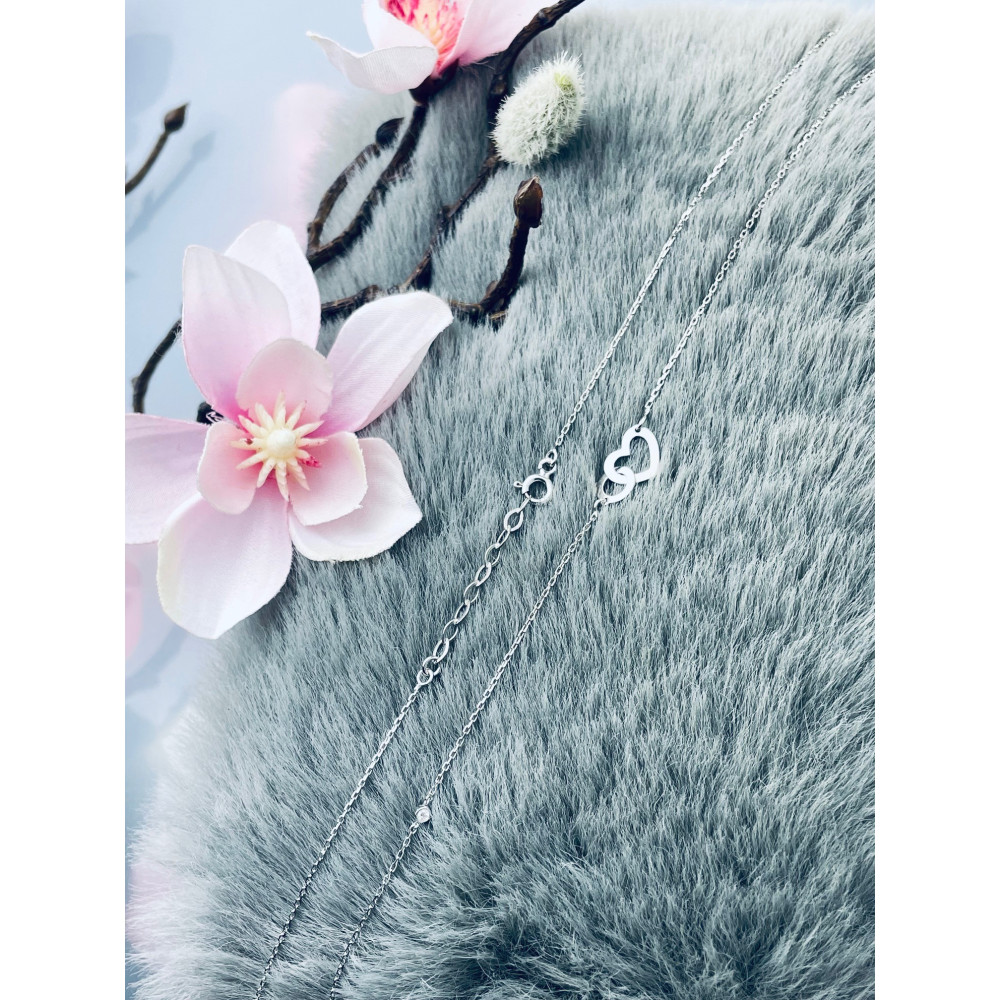 Herz 925 Silber Halskette mit Zirkonia Halsband Damen Kinder