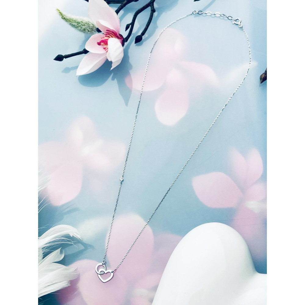 Herz 925 Silber Halskette mit Zirkonia Halsband Damen Kinder