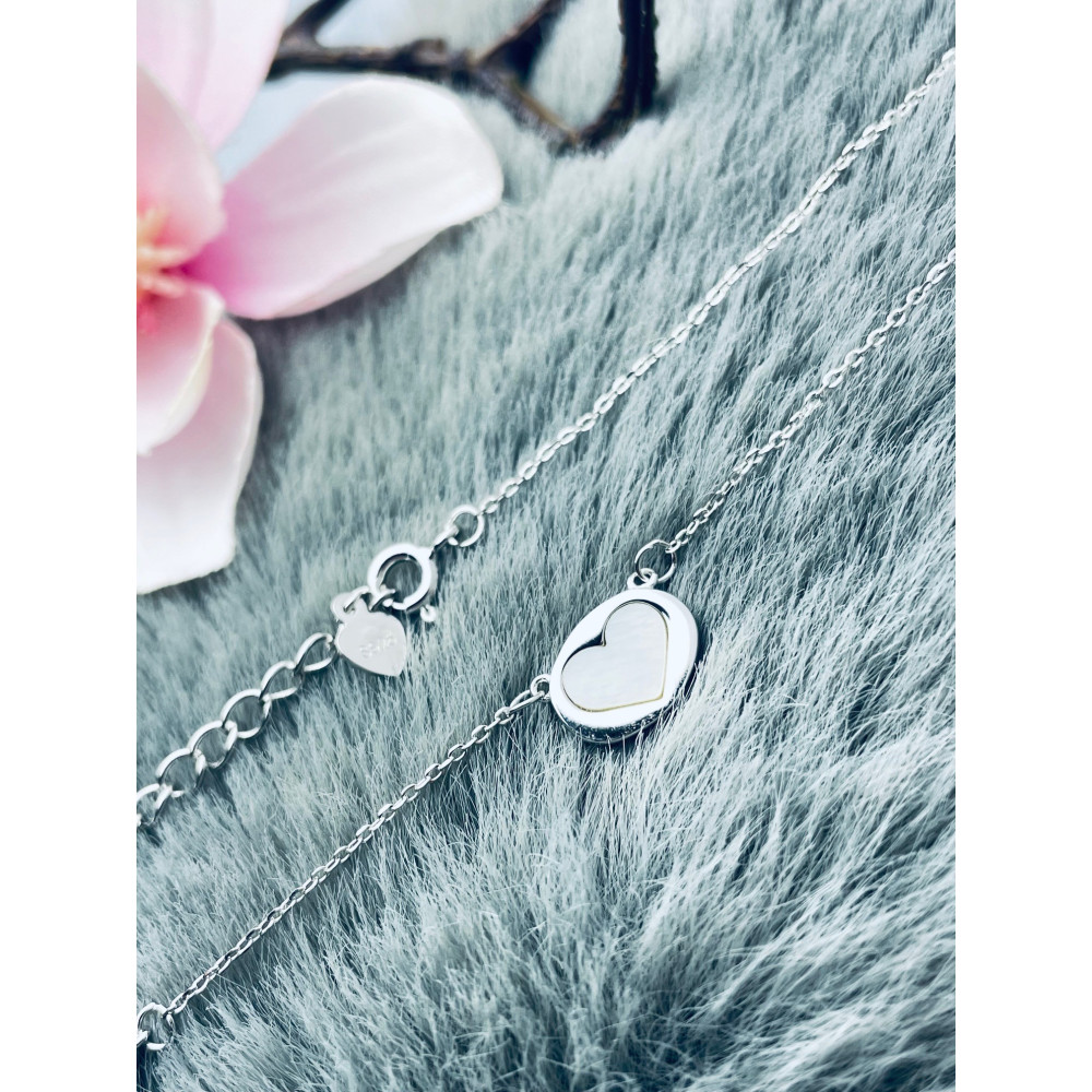 Herz 925 Silber Halskette mit Zirkonia Halsband Damen Kinder