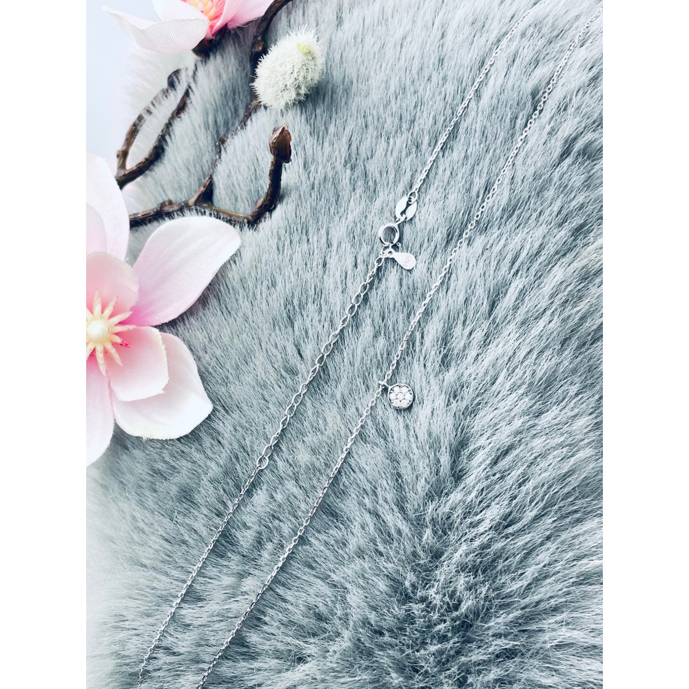 Kreis mit Zirkonia 925 Silber Halskette Halsband Damen Kinder