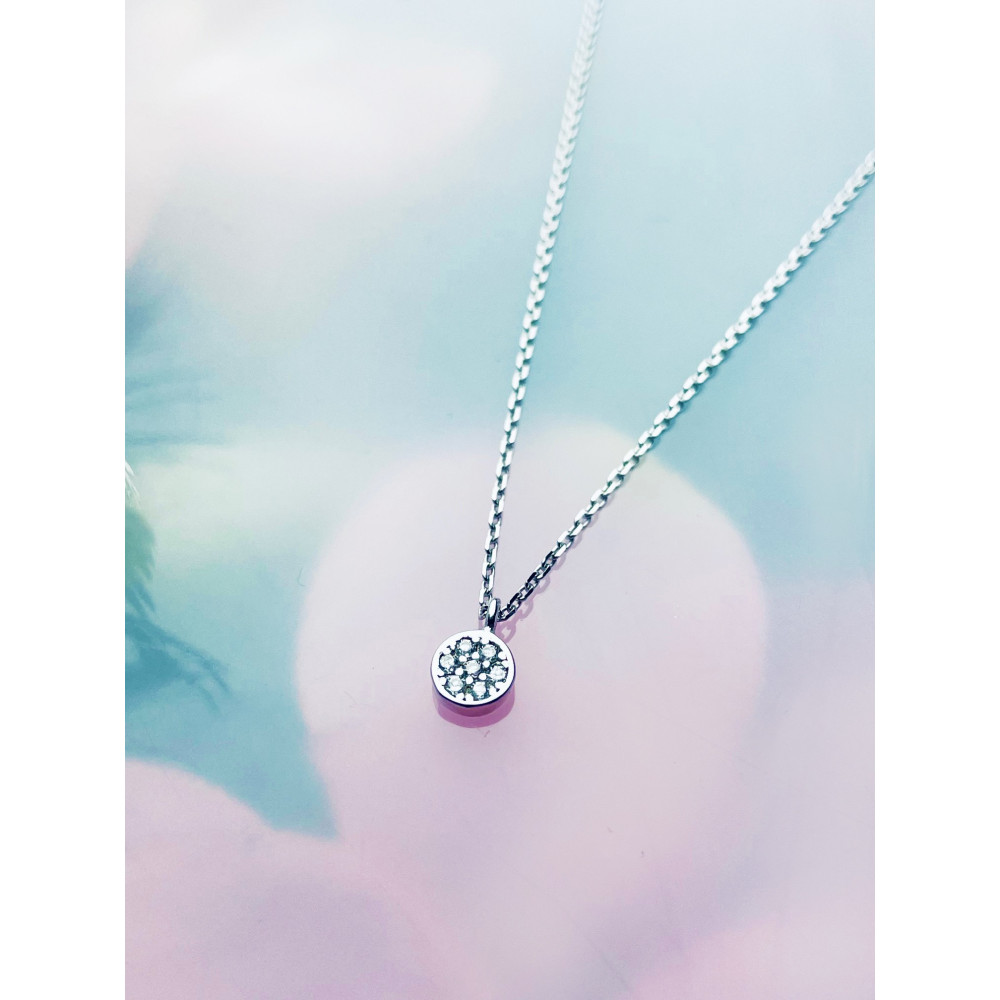 Kreis mit Zirkonia 925 Silber Halskette Halsband Damen Kinder