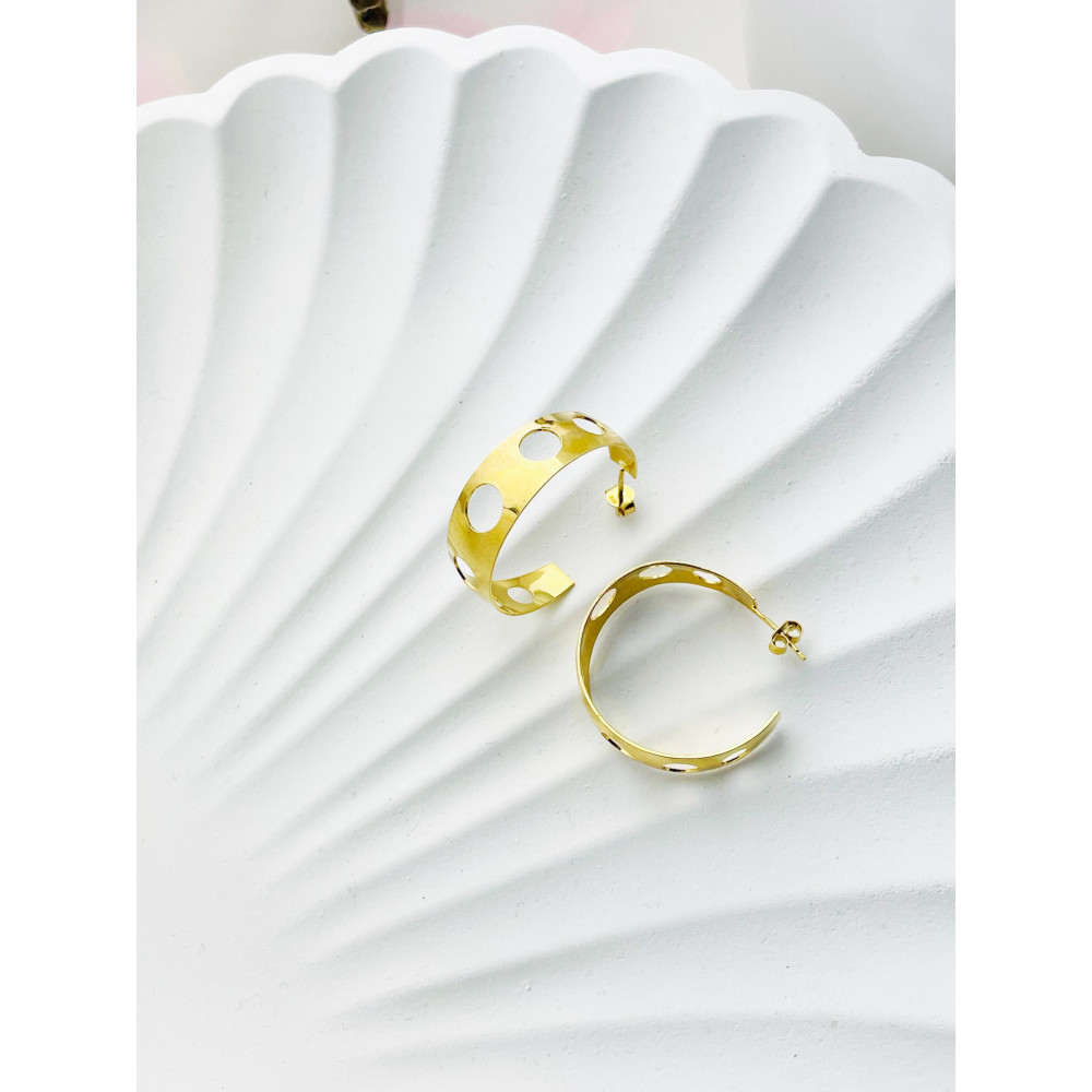 Srebrne kolczyki pozłacane półkola ażurowe