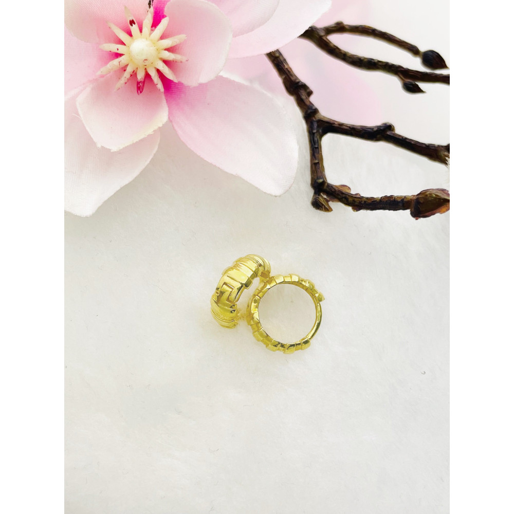 Srebrne kolczyki pozłacane koła kółeczka frezowane