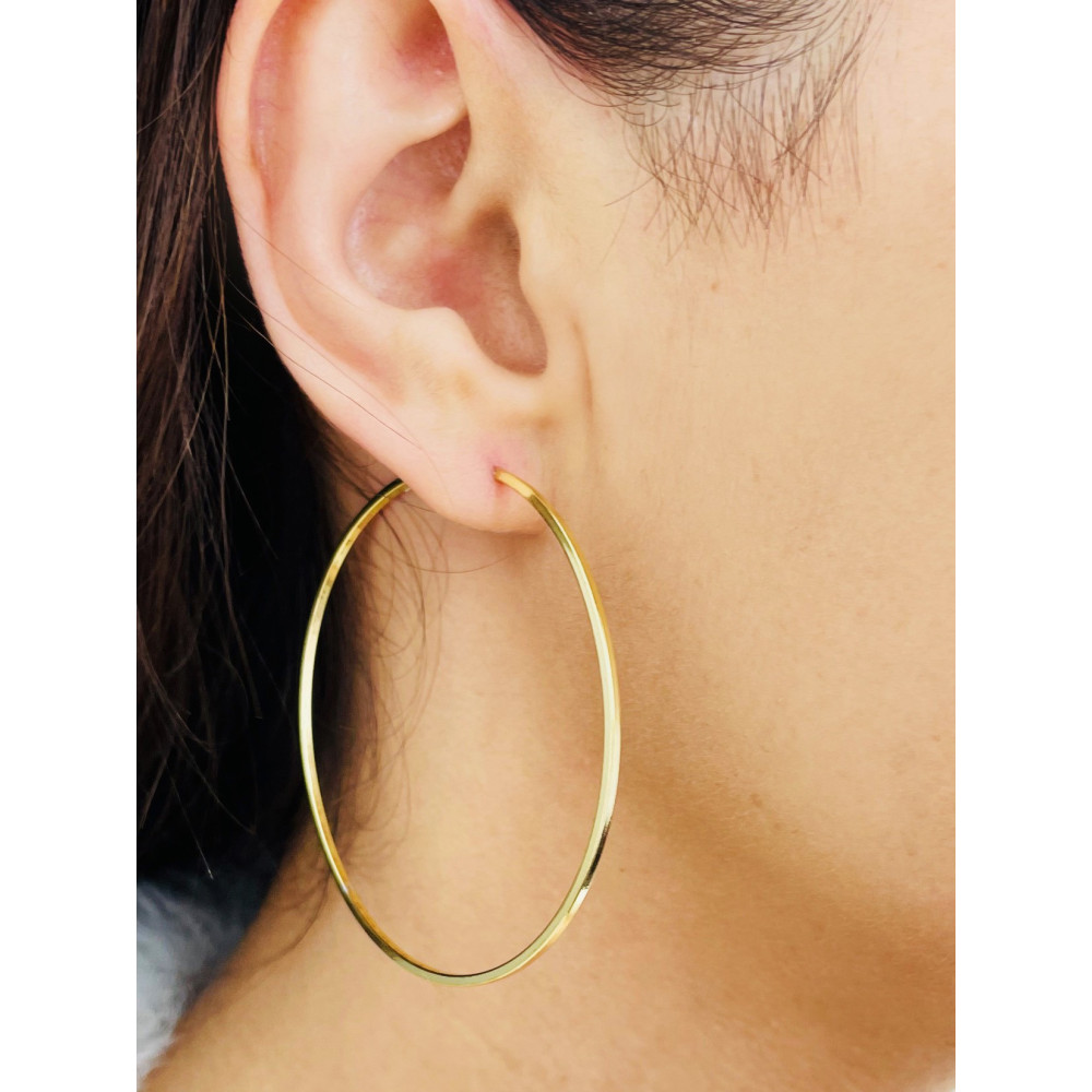 Srebrne kolczyki duże koła okręgi pozłacane