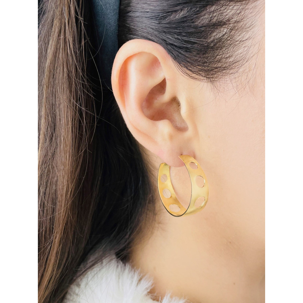 Srebrne kolczyki pozłacane półkola ażurowe