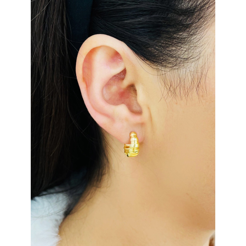 Srebrne kolczyki pozłacane koła kółeczka frezowane