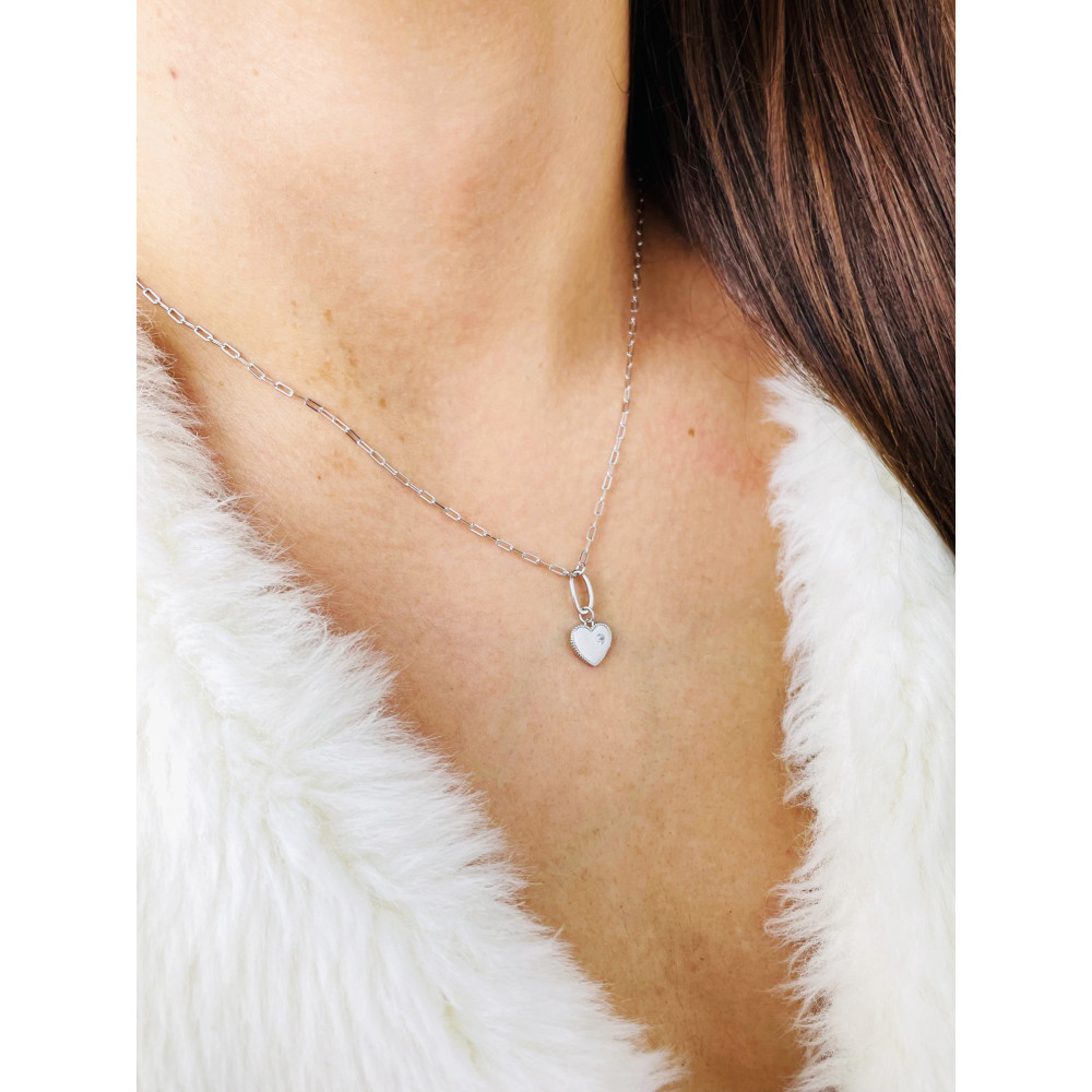 Herz mit Zirkonia 925 Silber Halskette Halsband Damen Kinder