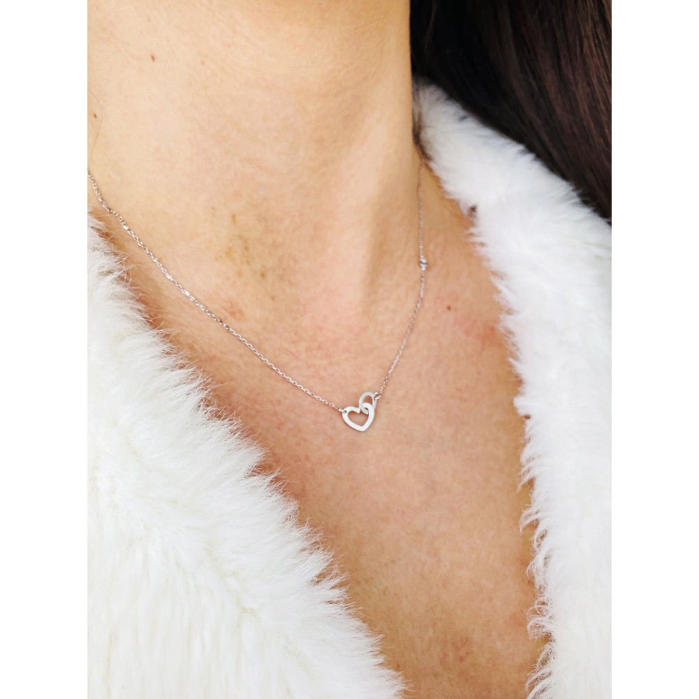 Herz 925 Silber Halskette mit Zirkonia Halsband Damen Kinder