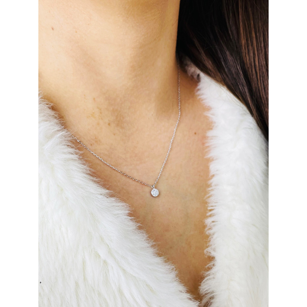 Kreis mit Zirkonia 925 Silber Halskette Halsband Damen Kinder